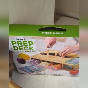 Bamboo Prep Deck with Drawers and Slicer Set